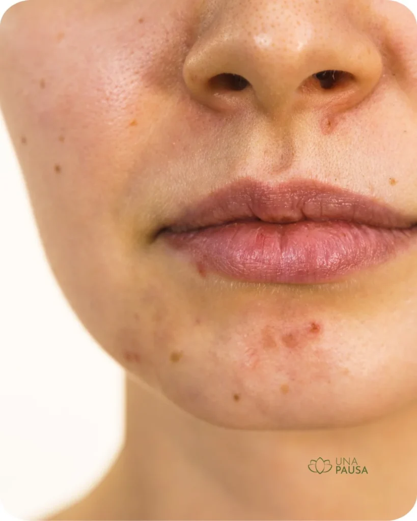 Protocolo facial dermocosmiátrico para acné activo en Flores, incluye limpieza profunda, luz LED y alta frecuencia en Una Pausa Estética Boutique.